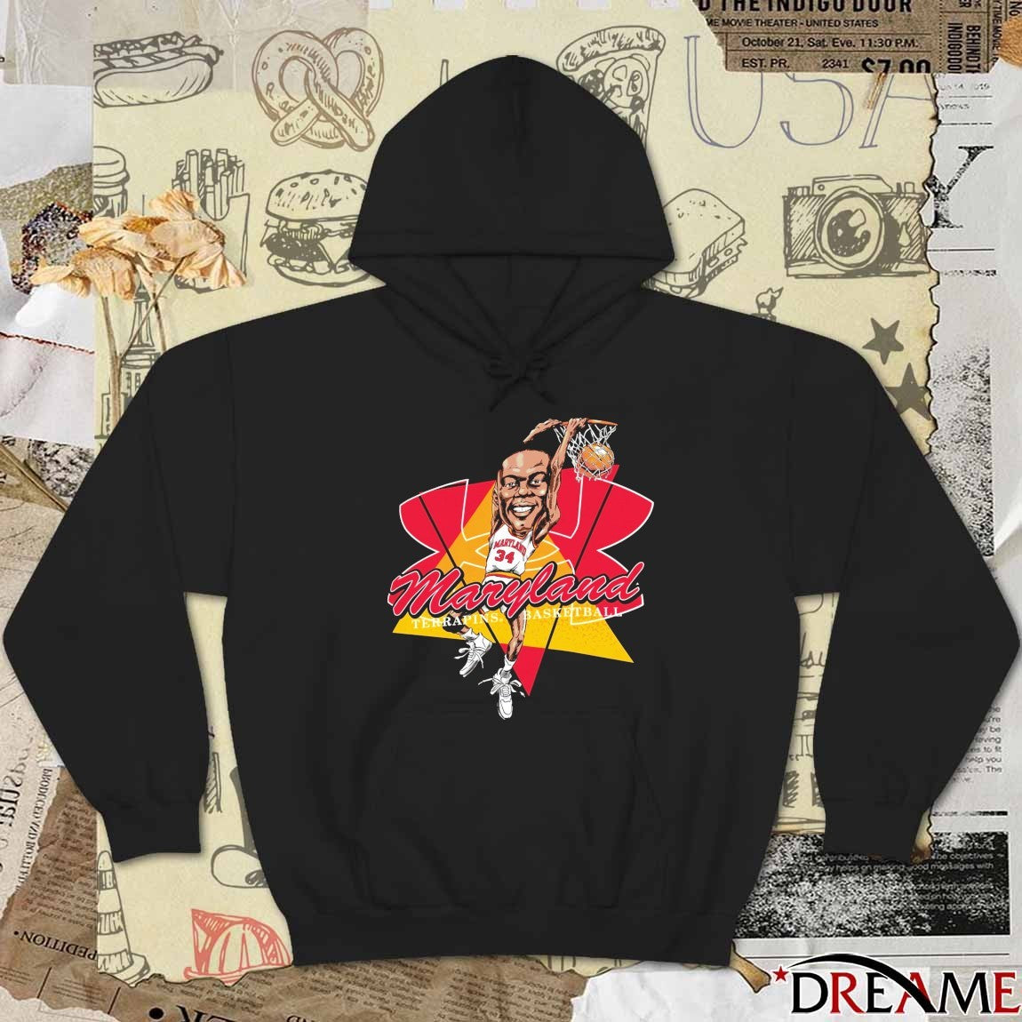Len Bias Maryland Terrapins Men’s Basketball Player Graphic Caricature t-shirt