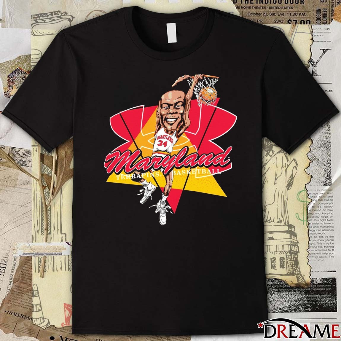 Len Bias Maryland Terrapins Men’s Basketball Player Graphic Caricature t-shirt