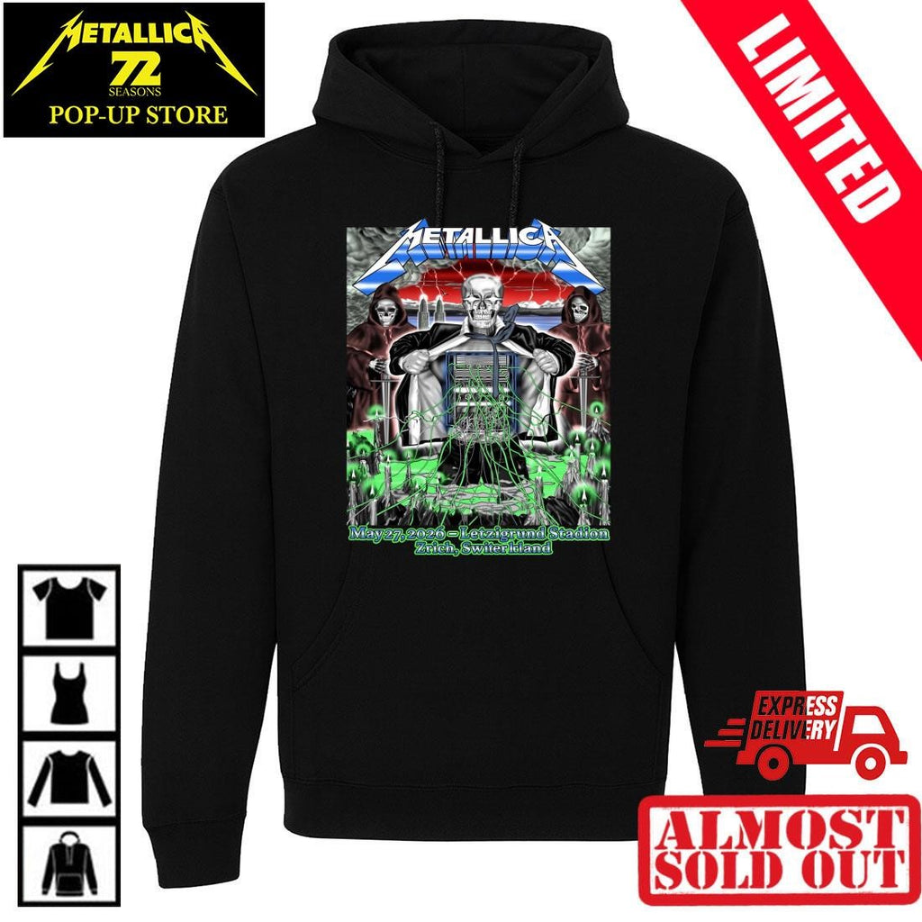 Letzigrund Stadion Zürich Metallica Pop-Up Shop T-Shirt May 27 2026 Art by Luca Schenardi