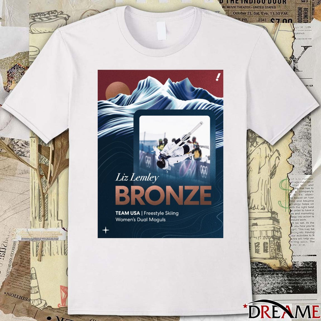 Liz Lemley Bronze Team USA Freestyle Skiing Women’s Dual Moguls t-shirt
