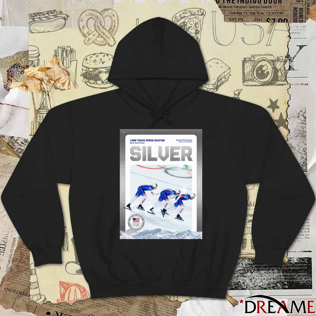 Long Track Speed Skating Men’s Team Pursuit Olympic Winter Games Milano Cortina 2026 Silver t-shirt