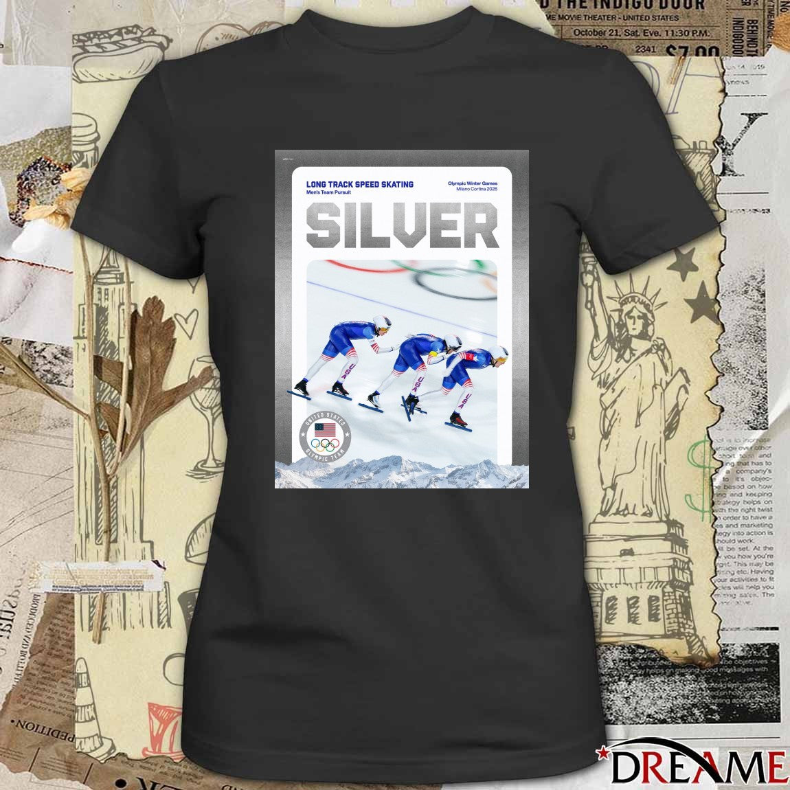 Long Track Speed Skating Men’s Team Pursuit Olympic Winter Games Milano Cortina 2026 Silver t-shirt