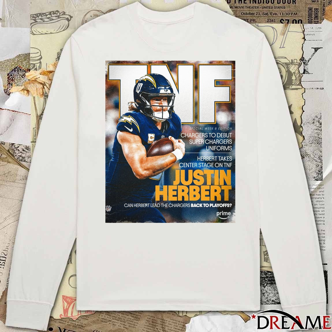 Los Angeles Chargers Justin Herbert TNF Chargers To Debut Superchargers Uniforms Poster t-shirt