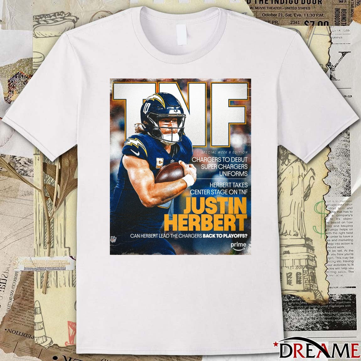 Los Angeles Chargers Justin Herbert TNF Chargers To Debut Superchargers Uniforms Poster t-shirt