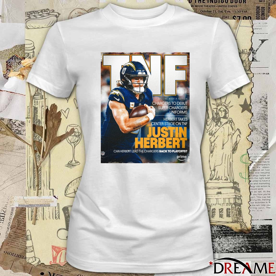Los Angeles Chargers Justin Herbert TNF Chargers To Debut Superchargers Uniforms Poster t-shirt