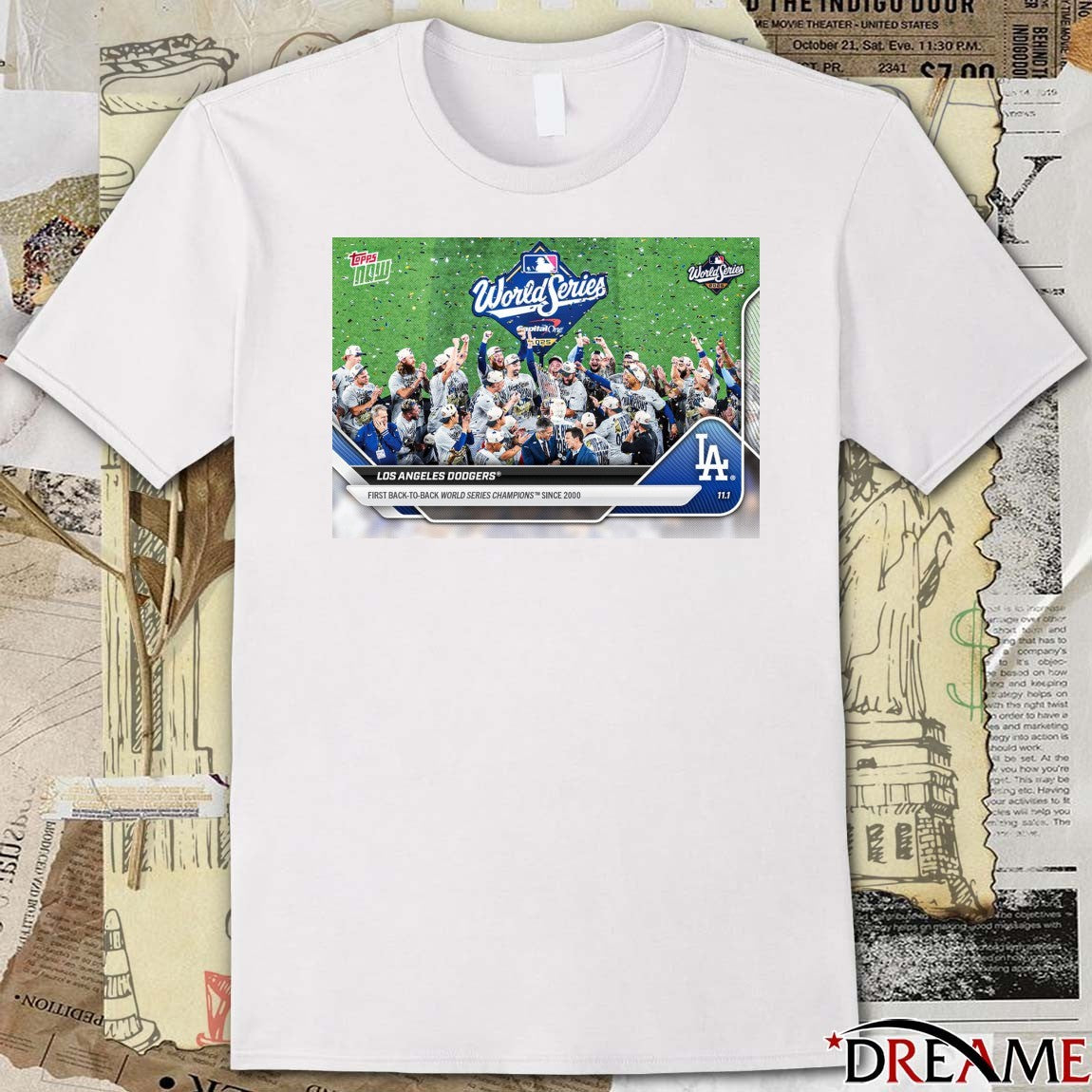 Los Angeles Dodgers 2025 MLB Topps First Back To Back World Series Champions Since 2000 Card t-shirt