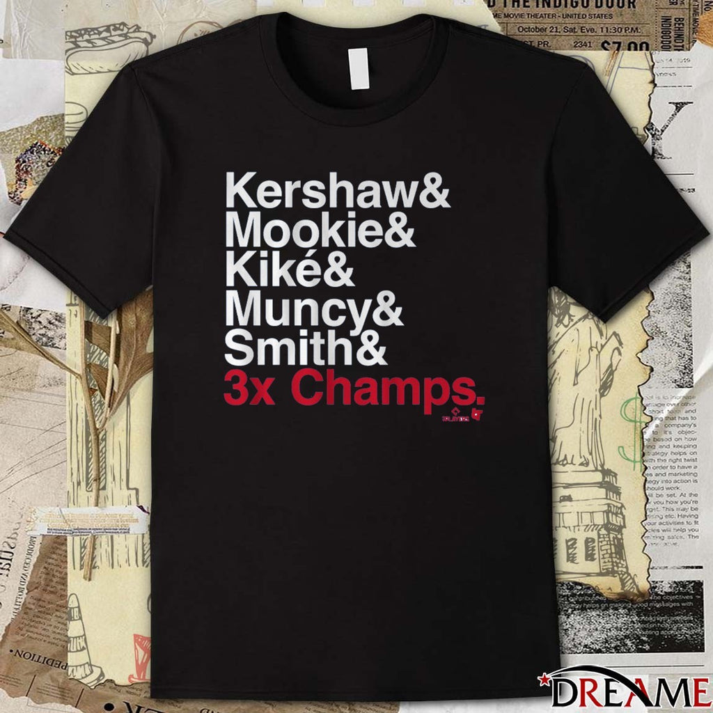 Los Angeles Dodgers Ampersand 3-Time Champs Kershaw Mookie Kike Muncy Smith t-shirt