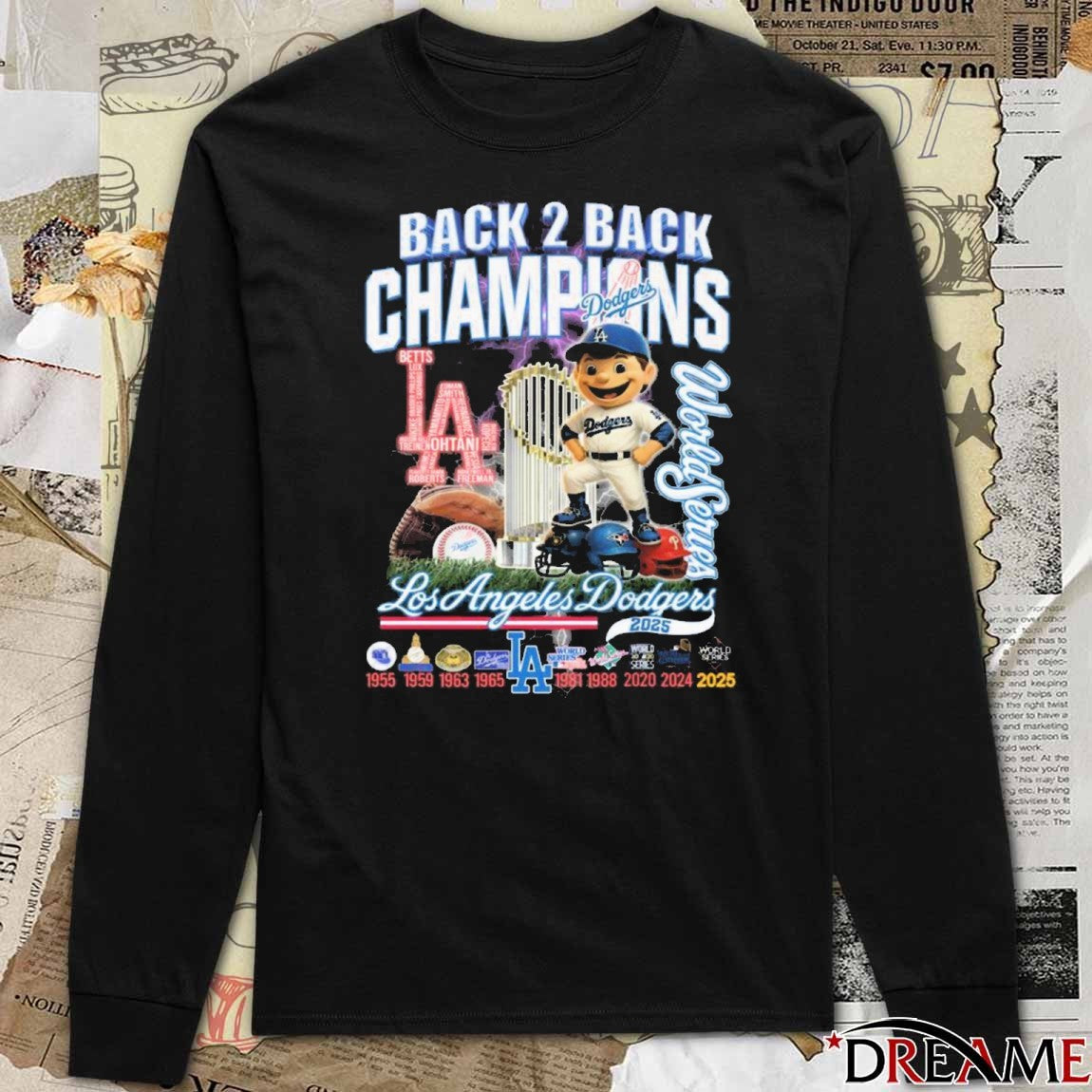 Los Angeles Dodgers Back 2 Back Champions World Series 2024-2025 Cartoon t-shirt