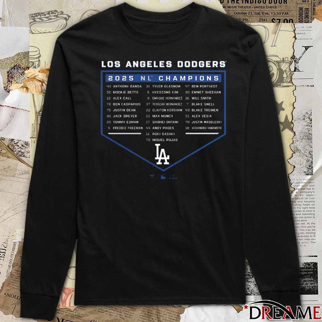 Los Angeles Dodgers MLB 2025 NLCS Champions Roster Banda, Betts, Call And Casparius t-shirt