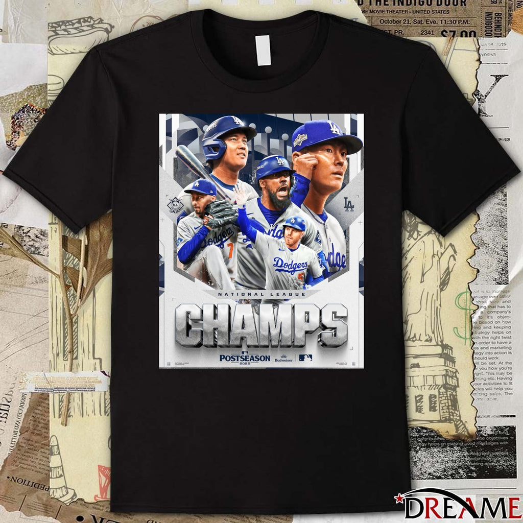 Los Angeles Dodgers MLB 2025 National League Champs Postseason Back To The World Series Poster t-shirt