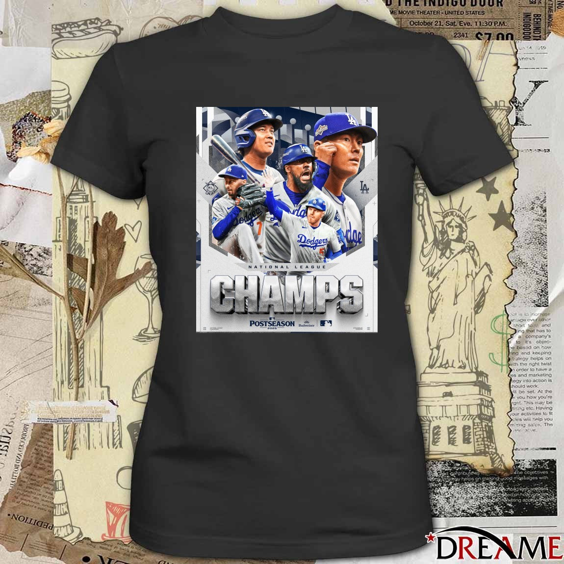 Los Angeles Dodgers MLB 2025 National League Champs Postseason Back To The World Series Poster t-shirt