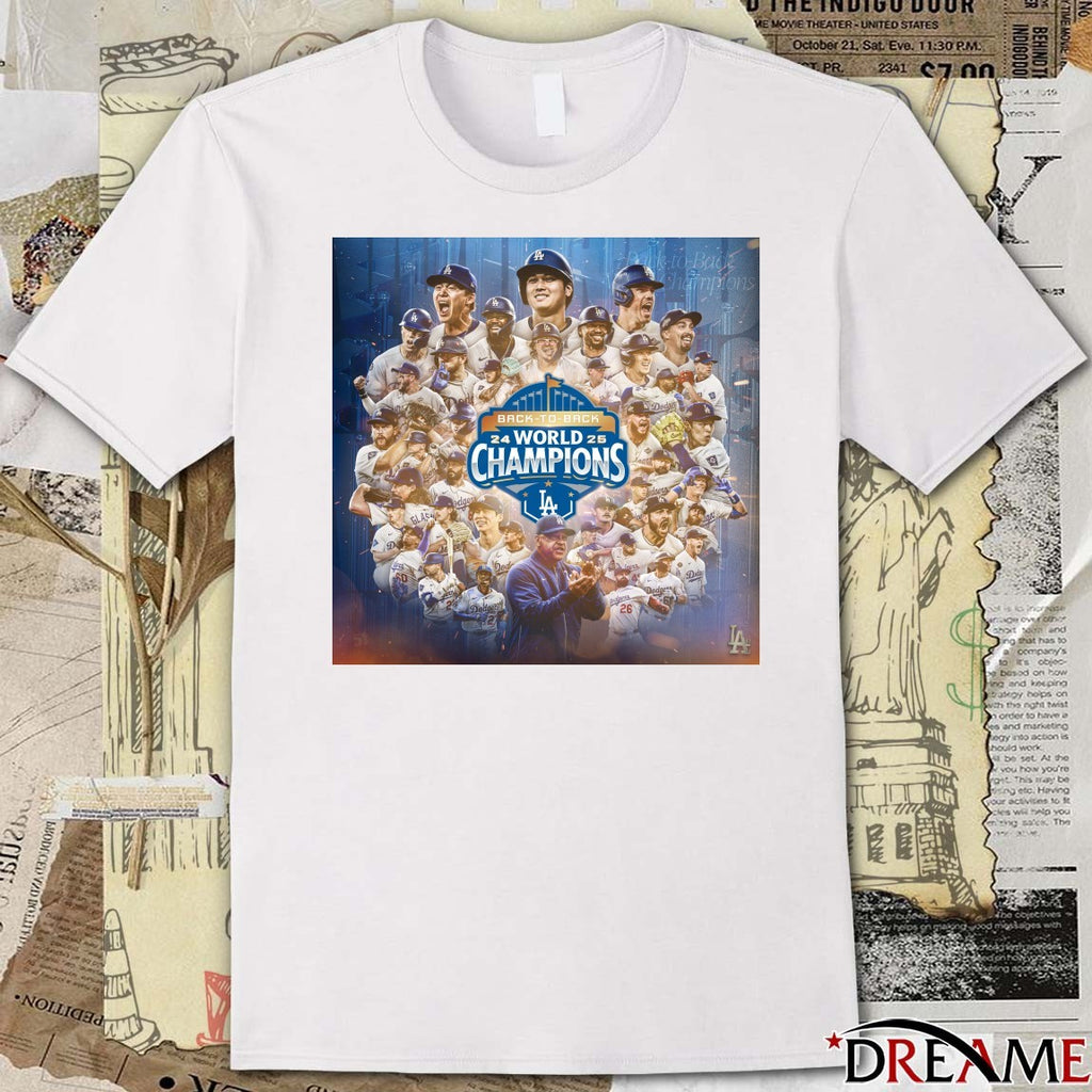 Los Angeles Dodgers MLB Back-To-Back World Series Champions 2025 Poster t-shirt