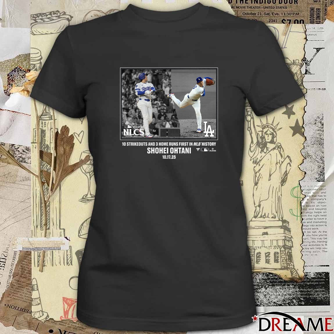 Los Angeles Dodgers Shohei Ohtani 2025 Postseason Moment 10 Strikeouts And 3 HR First In MLB History t-shirt