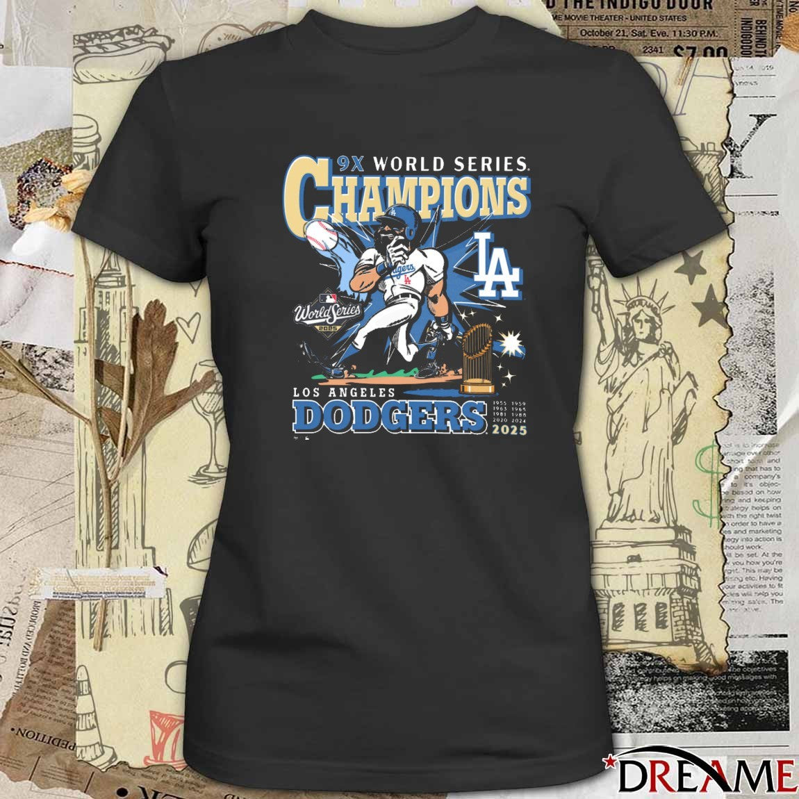 Los Angeles Dodgers Win Toronto Blue Jays 2025 9x MLB World Series Champions 47 Cartoon t-shirt