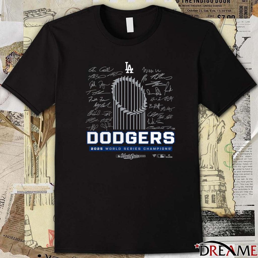 Los Angeles Dodgers Win Toronto Blue Jays 2025 MLB World Series Champions Roster Signatures t-shirt