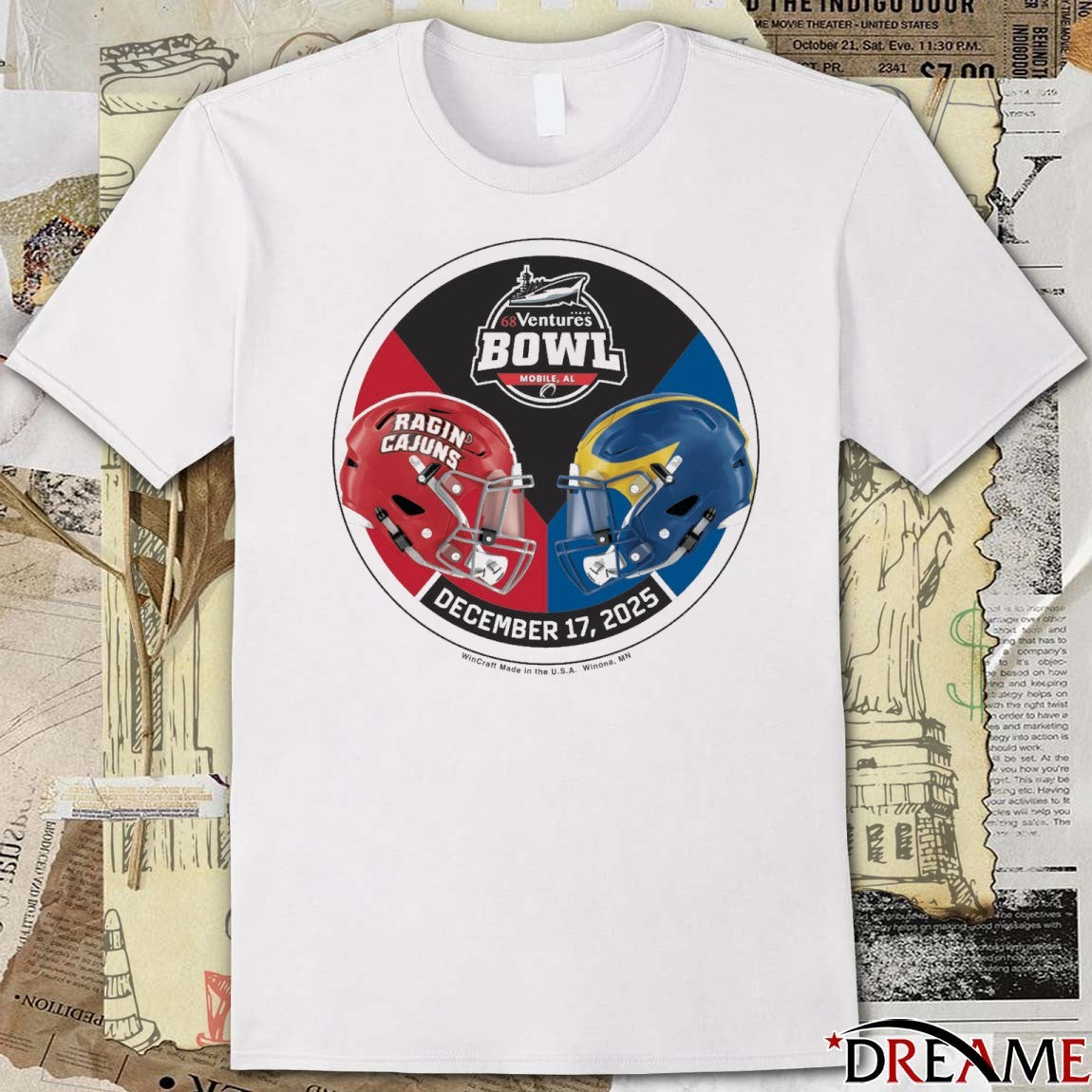 Louisiana Ragin’ Cajuns Vs Delaware Fightin’ Blue Hens 27th annual 68 Ventures Bowl at Hancock Whitney Stadium t-shirt