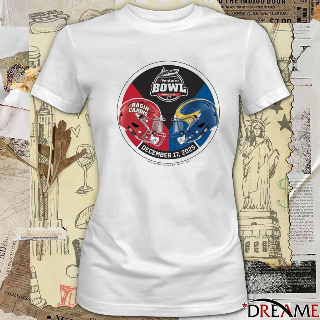 Louisiana Ragin’ Cajuns Vs Delaware Fightin’ Blue Hens 27th annual 68 Ventures Bowl at Hancock Whitney Stadium t-shirt