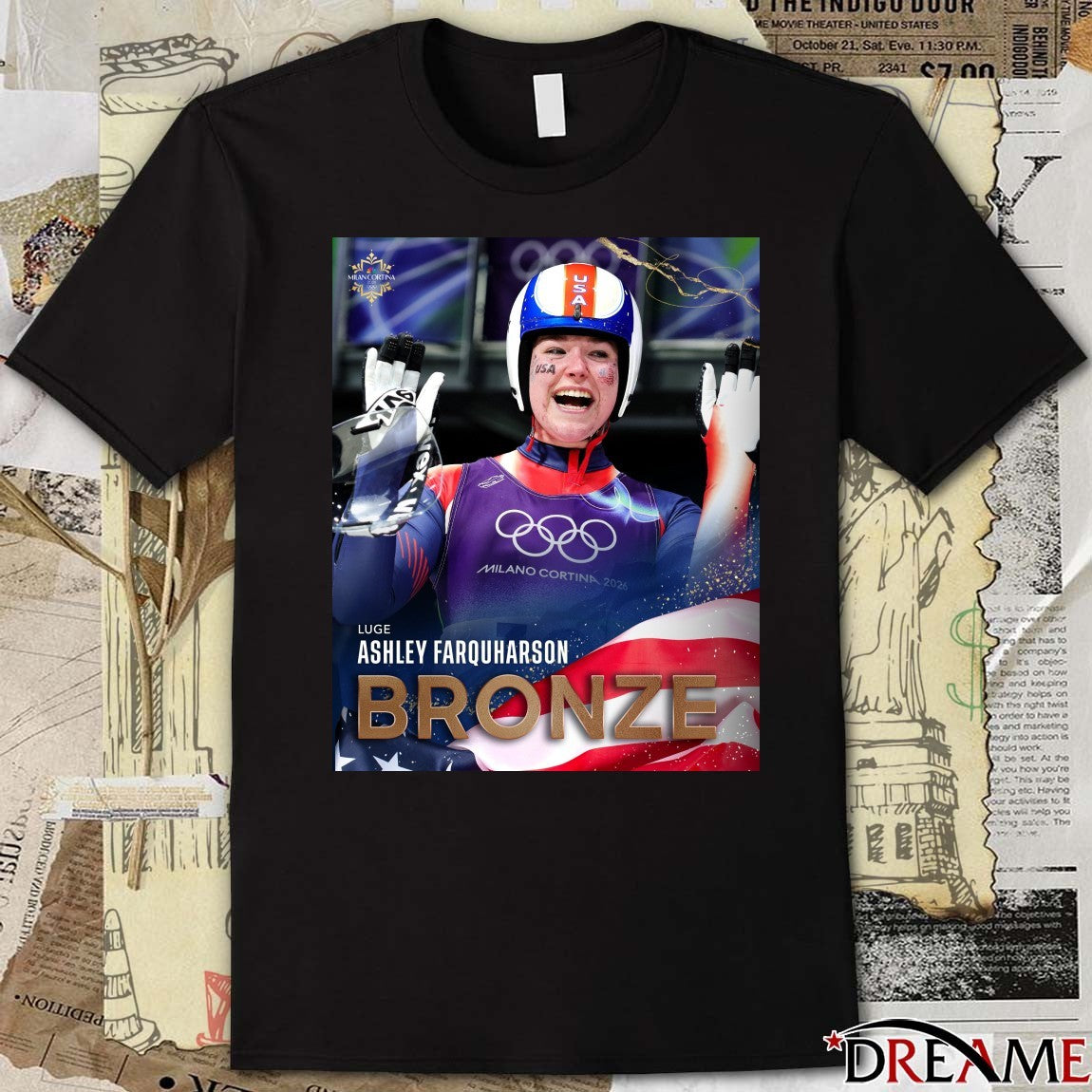 Luge Ashley Farquharson Bronze Winter Olympics Team USA Poster t-shirt