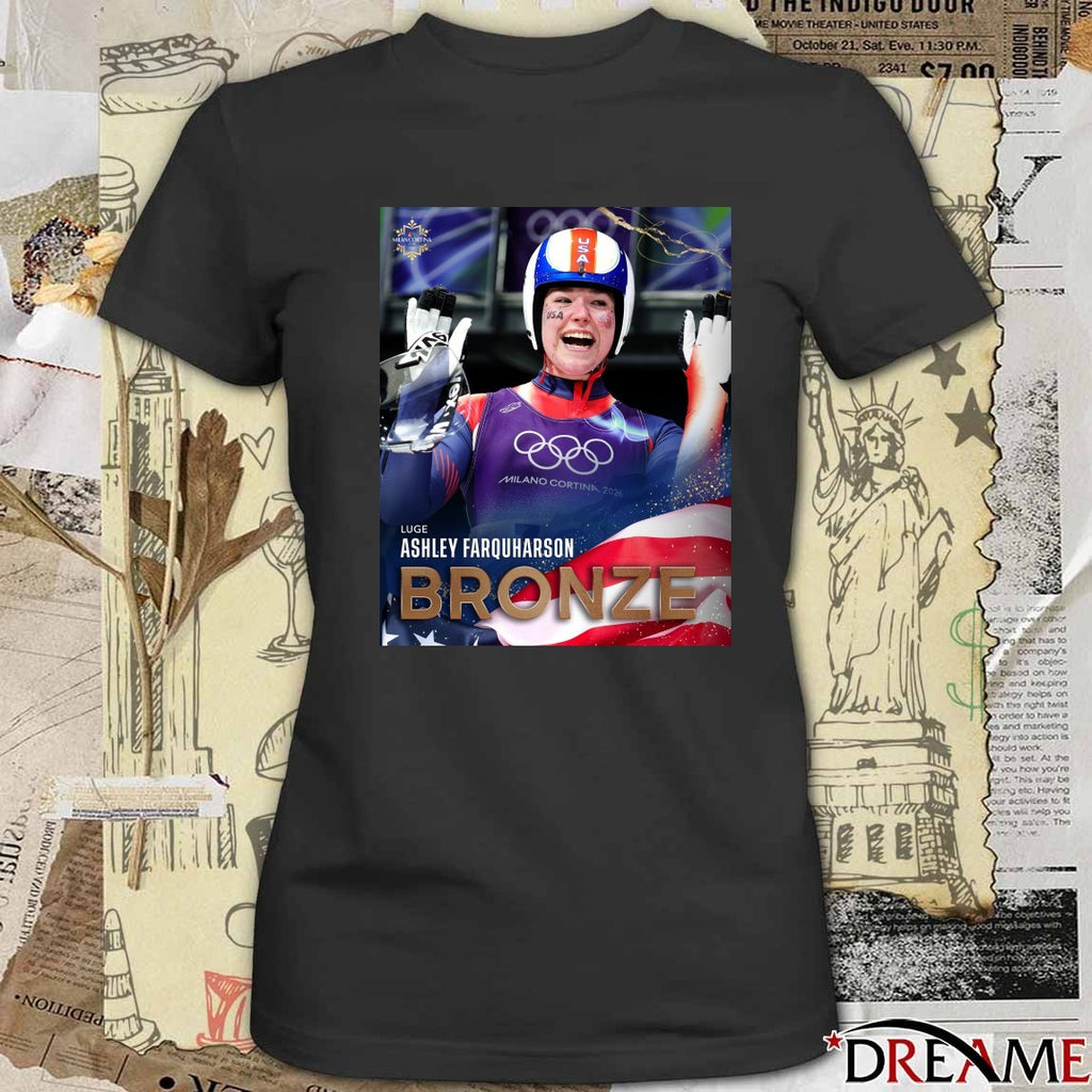 Luge Ashley Farquharson Bronze Winter Olympics Team USA Poster t-shirt