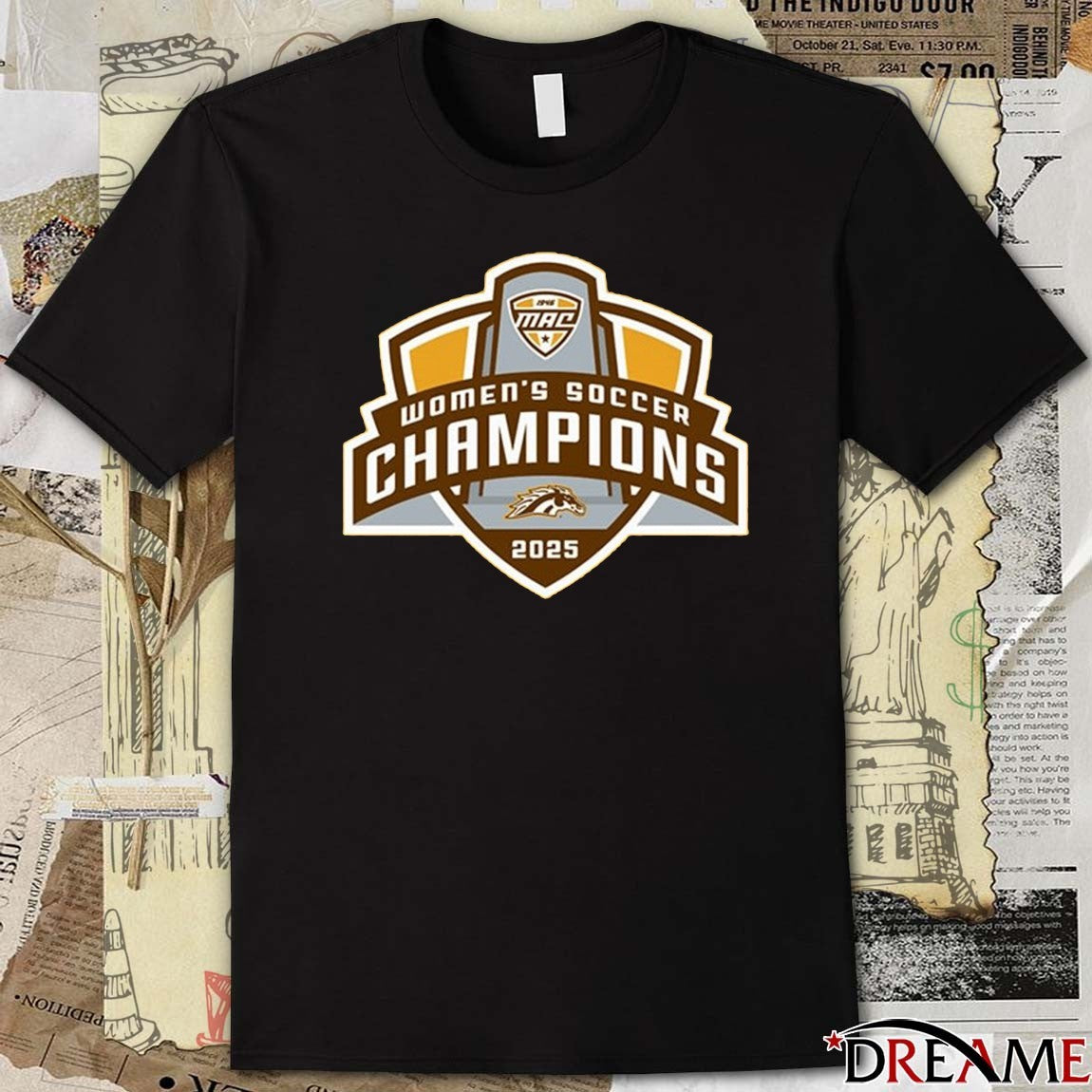 MAC Women’s Soccer Champions Western Michigan Broncos 2025 Logo t-shirt
