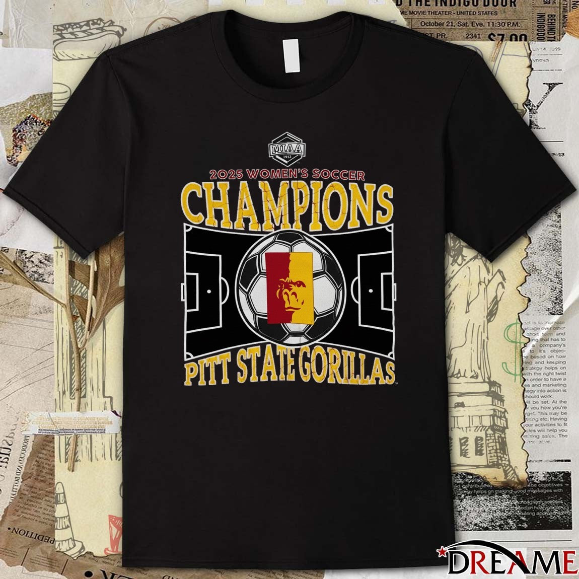 MIAA 2025 Women’s Soccer Champions Pitt State Gorillas Logo t-shirt