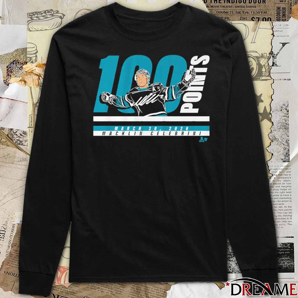 Macklin Celebrini 100 Points March 30 2026 San Jose Sharks Hockey Signature t-shirt