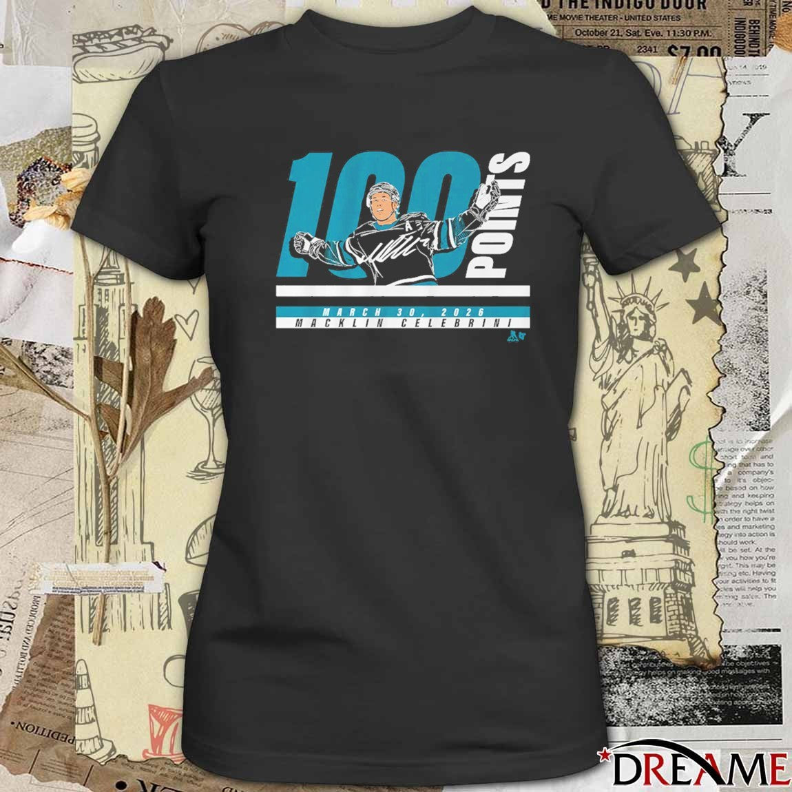Macklin Celebrini 100 Points March 30 2026 San Jose Sharks Hockey Signature t-shirt