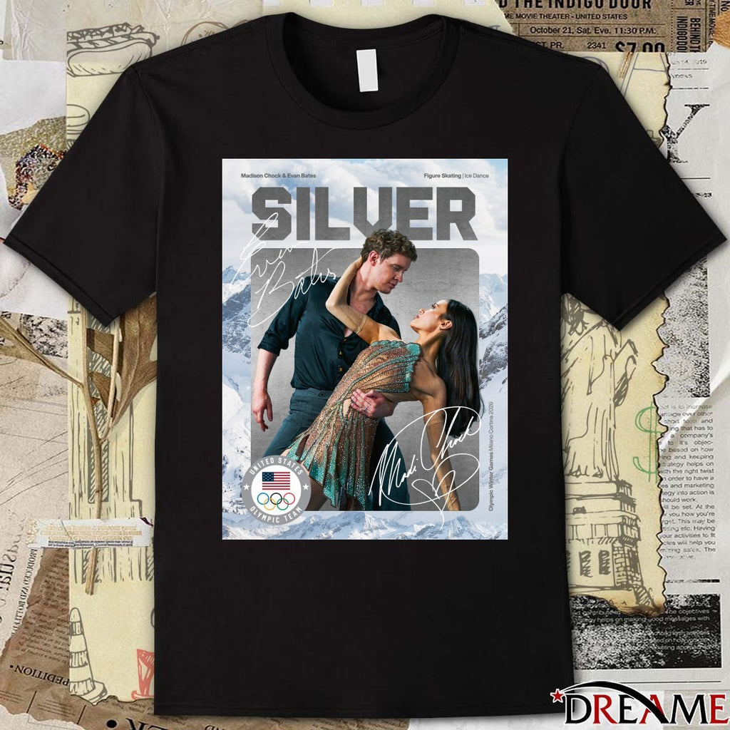 Madison Chock And Evan Bates Silver Figure Skating Ice Dance Winter Olympics Signatures Poster t-shirt