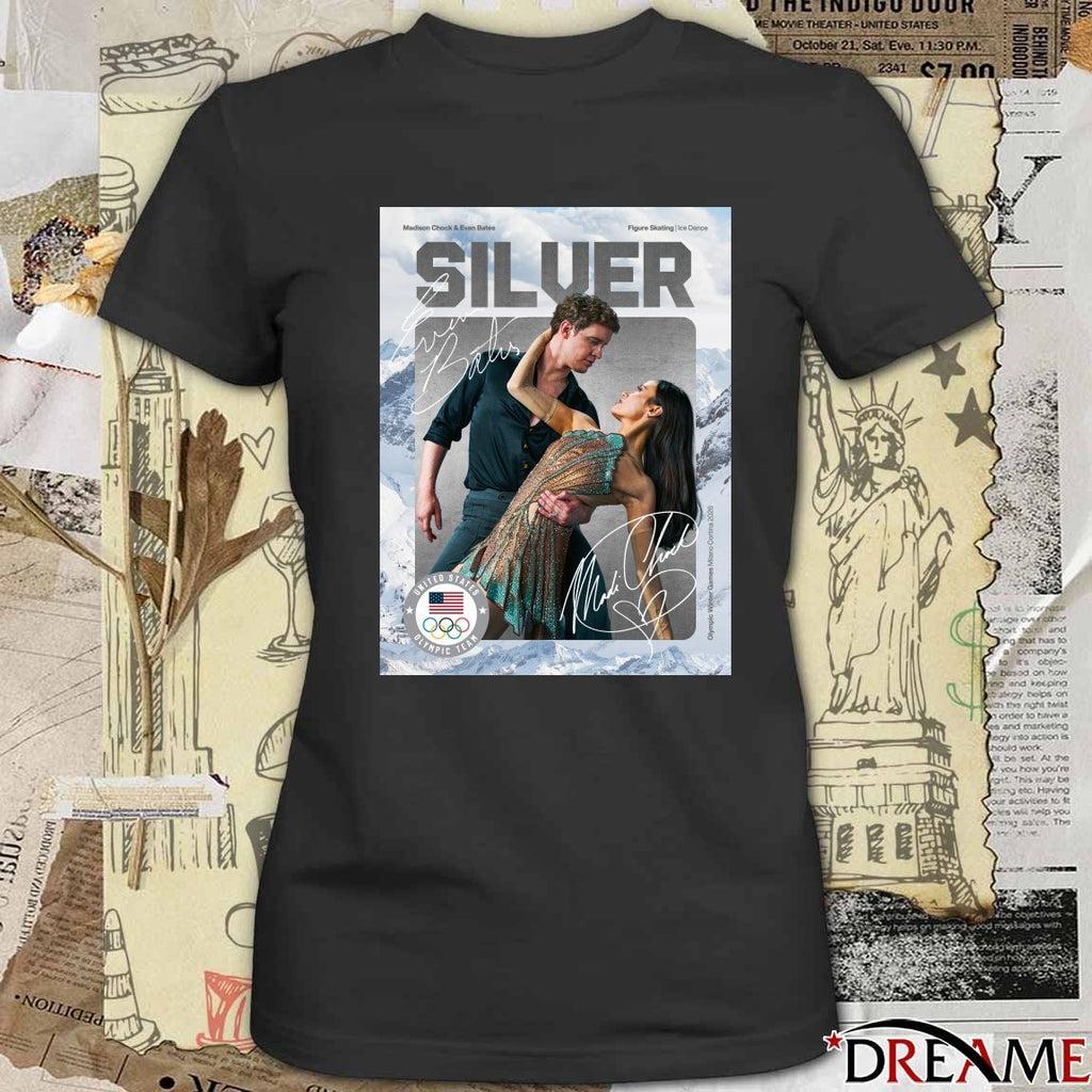 Madison Chock And Evan Bates Silver Figure Skating Ice Dance Winter Olympics Signatures Poster t-shirt