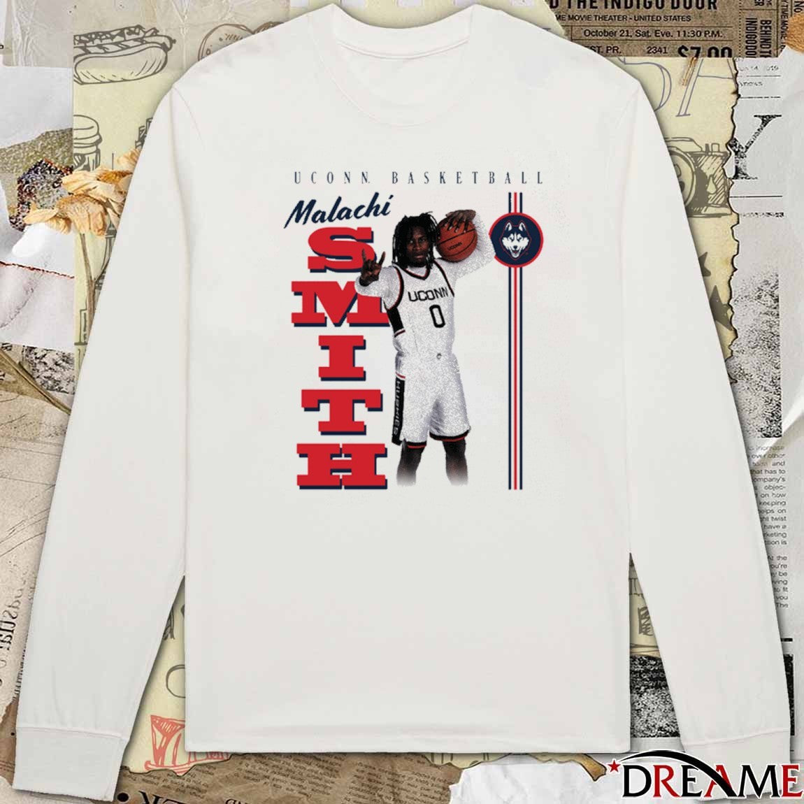 Malachi Smith Illustrated Uconn Huskies Basketball 2026 NIL t-shirt