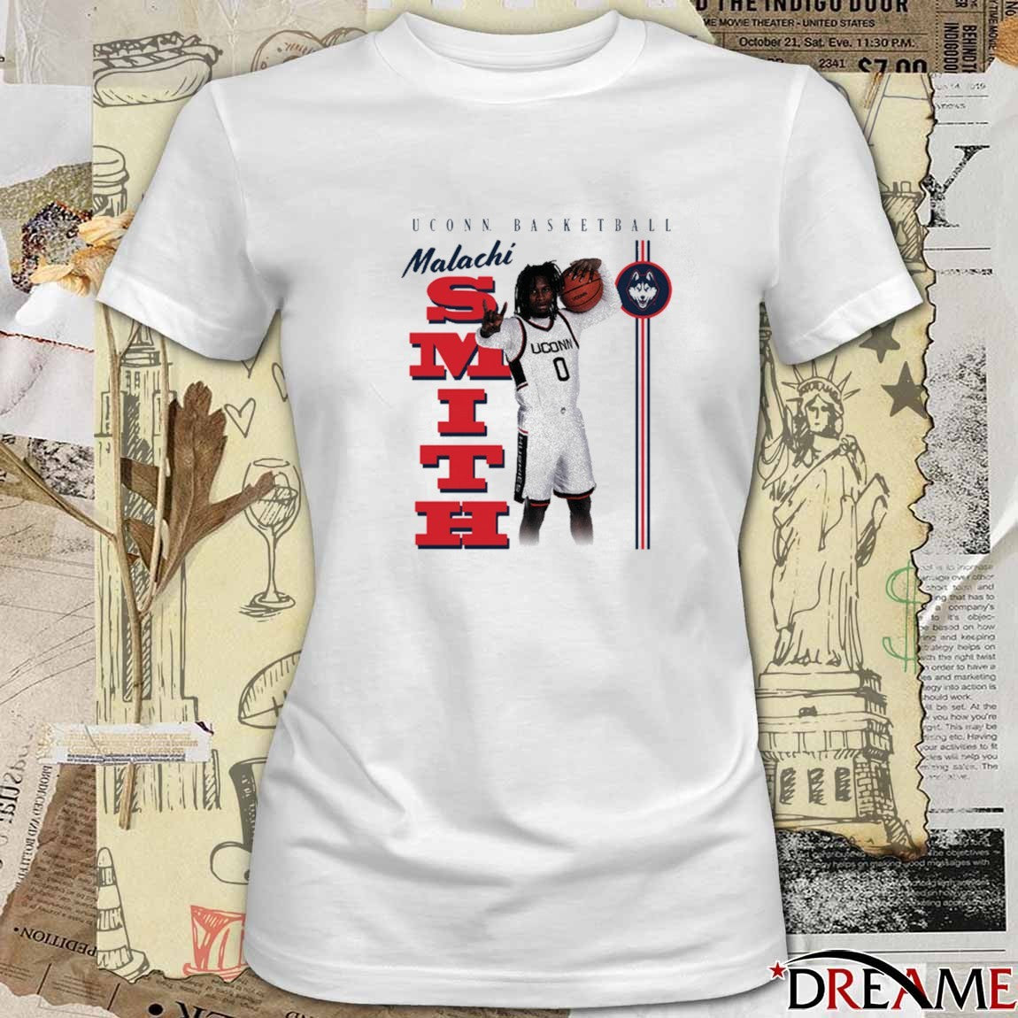 Malachi Smith Illustrated Uconn Huskies Basketball 2026 NIL t-shirt