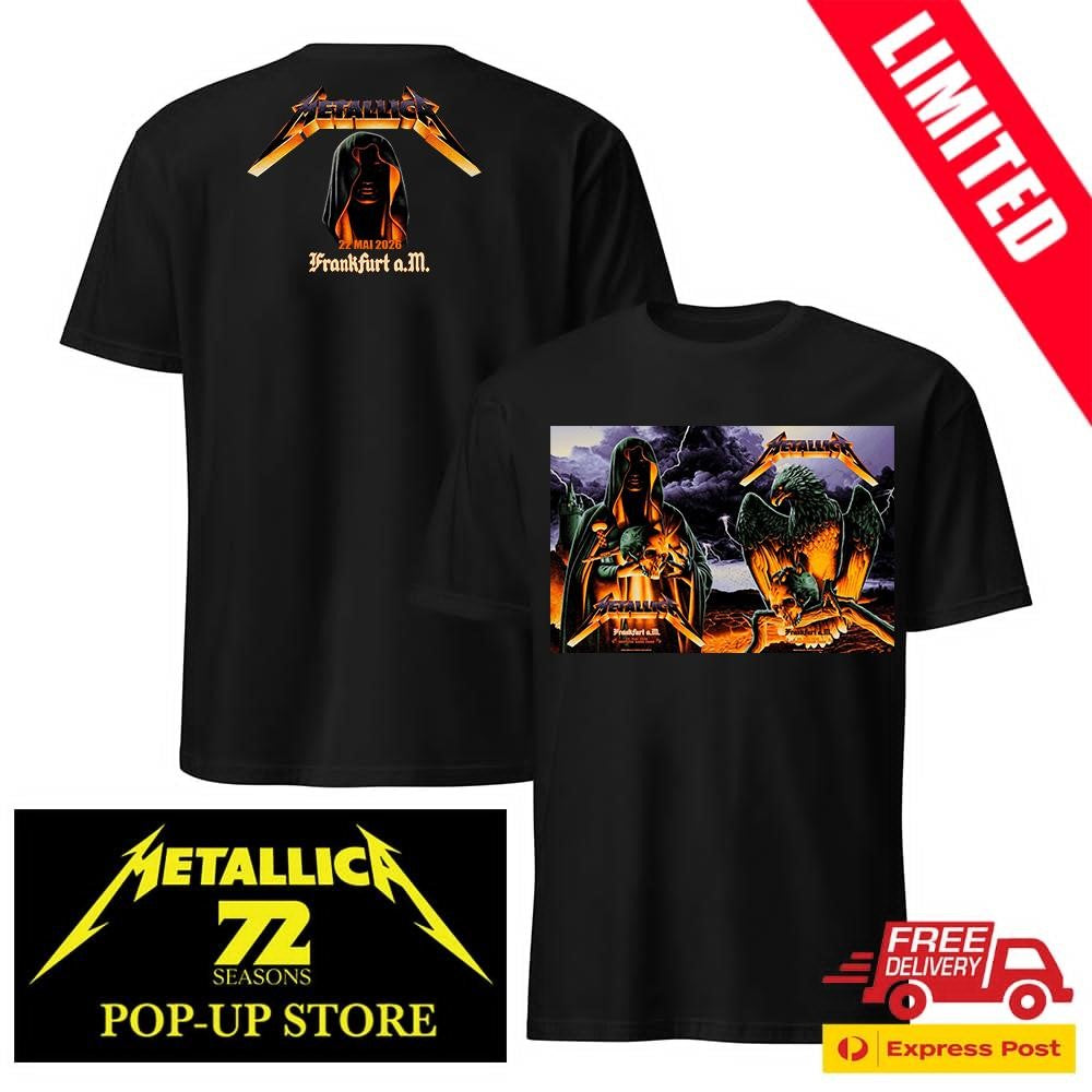 Max Loeffler Designed Metallica M72 Frankfurt Germany 2026 Shirt – Both Nights Combined Eagle & Grim Reaper – Concert May 22-24 Metal Tee