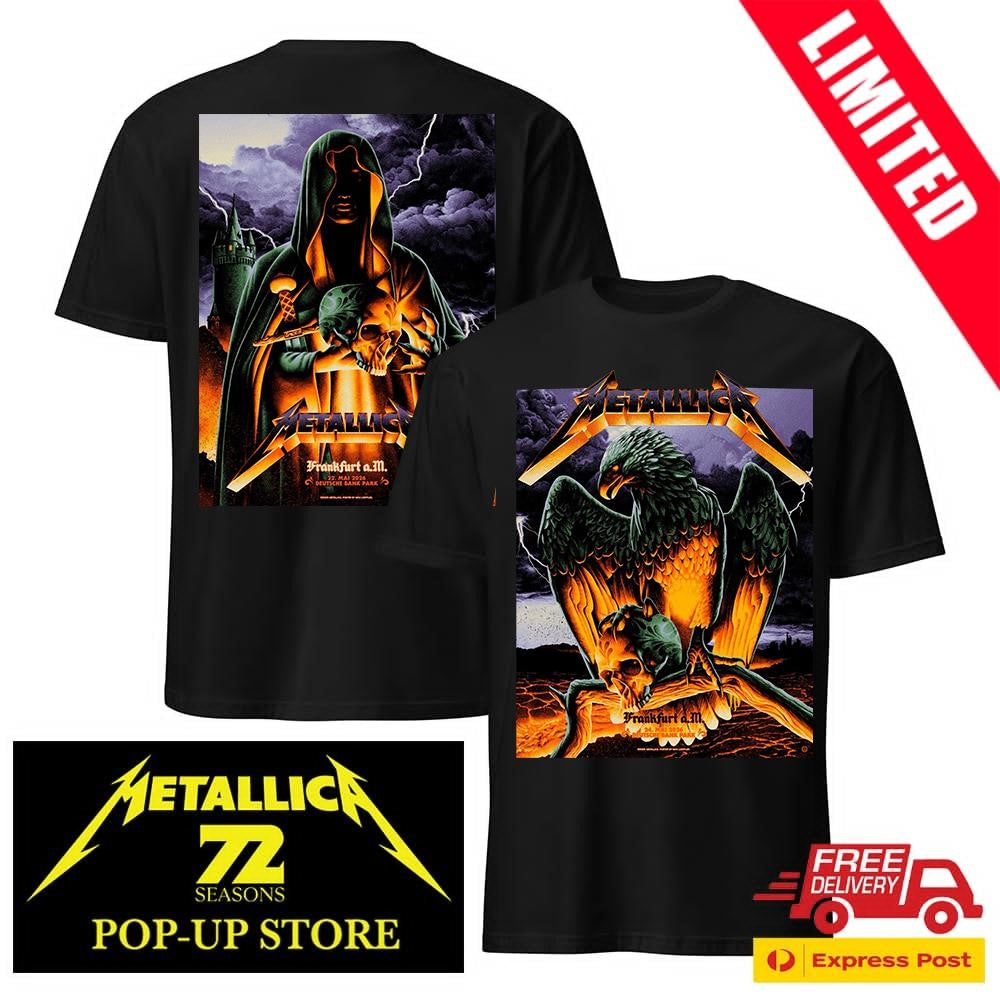 Max Loeffler Designed Metallica M72 Frankfurt Germany 2026 Shirt – Eagle Gripping Skull – Unisex Heavy Cotton Concert May 24 Heavy Metal Tee