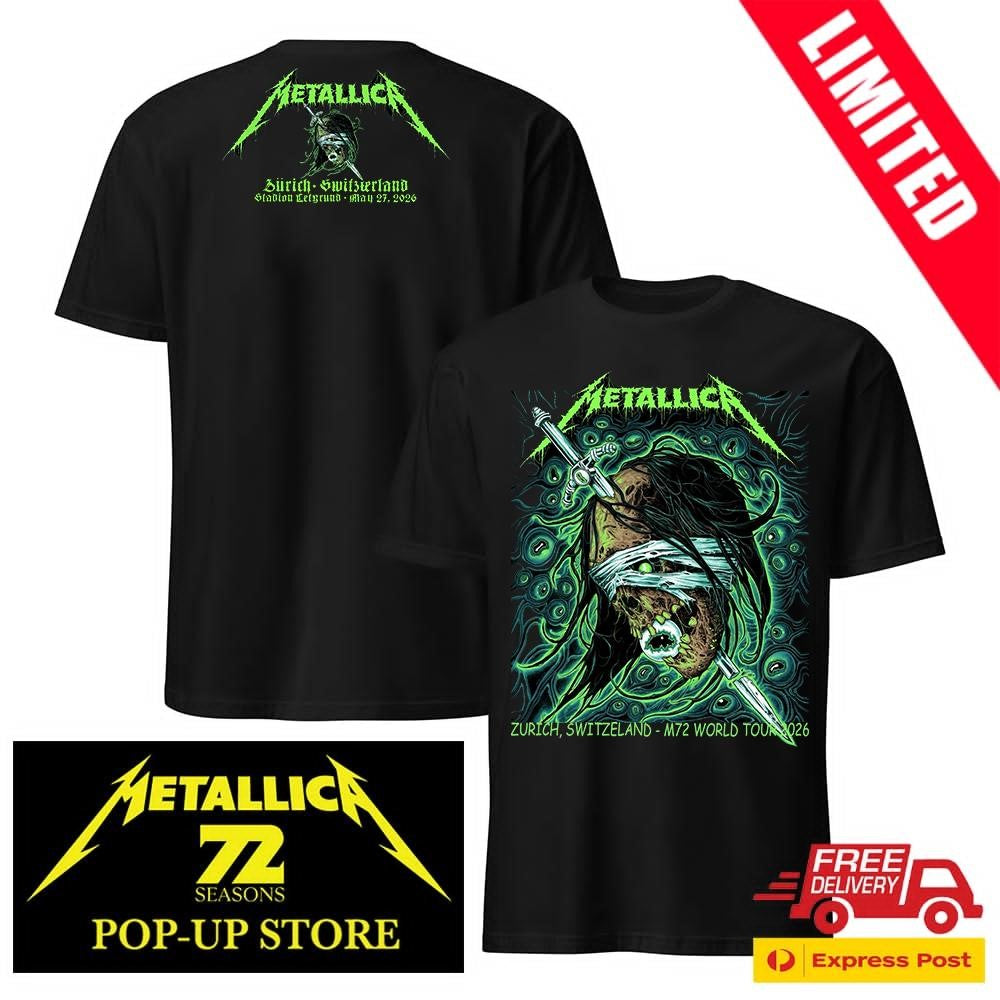 May 27 2026 Zurich Metallica Pop Up Shop Front And Back Print Shirt Mark Richards