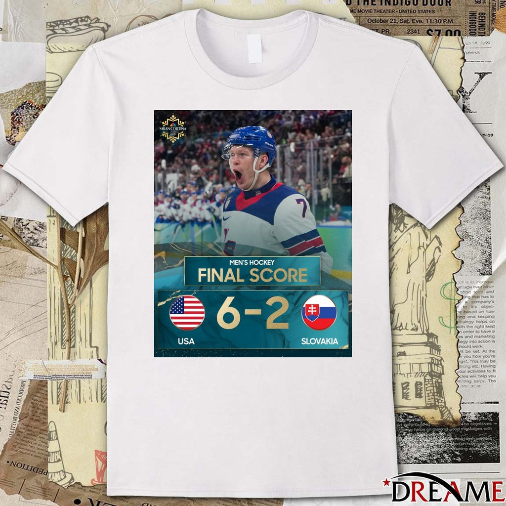 Men’s Hockey Final Score USA 6-2 Slovakia All Gas All Heart Winter Olympics t-shirt
