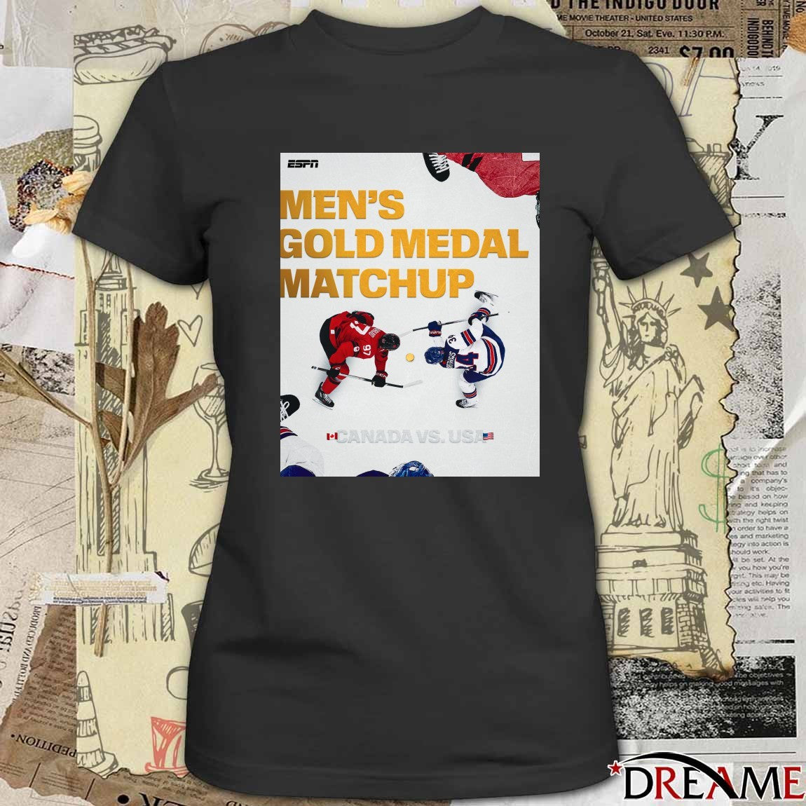Men’s Hockey Gold Medal Matchup CANADA VS. USA ESPN Poster t-shirt