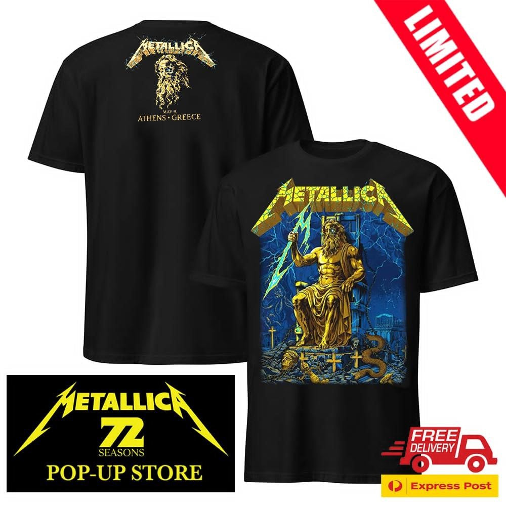Metallica Athens 2026 Two Sided Venue Merch Tee – Olympic Stadium May 9 – Revolver Dart Official