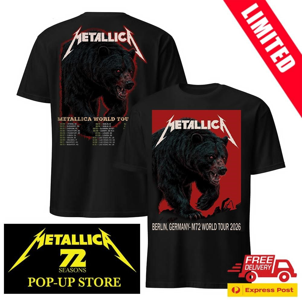 Metallica Bear Design Berlin Pop-Up Shop 2-Sided T-Shirt