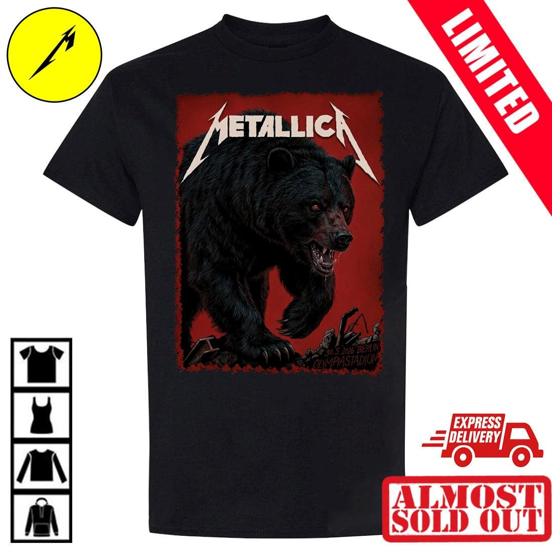 Metallica Berlin Olympiastadion 30 May 2026 Shirt Pop-Up Shop Official Janta Island Bear