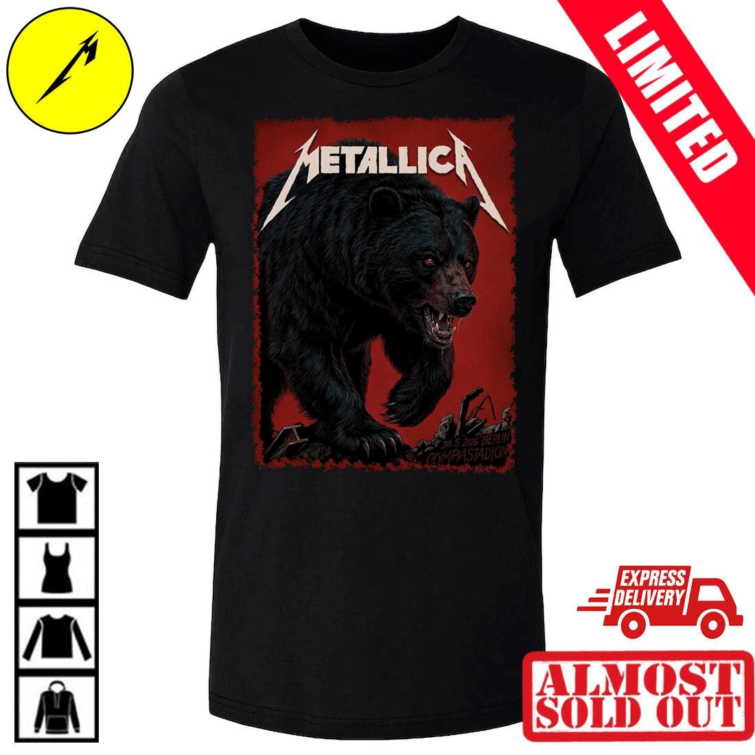 Metallica Berlin Olympiastadion 30 May 2026 Shirt Pop-Up Shop Official Janta Island Bear