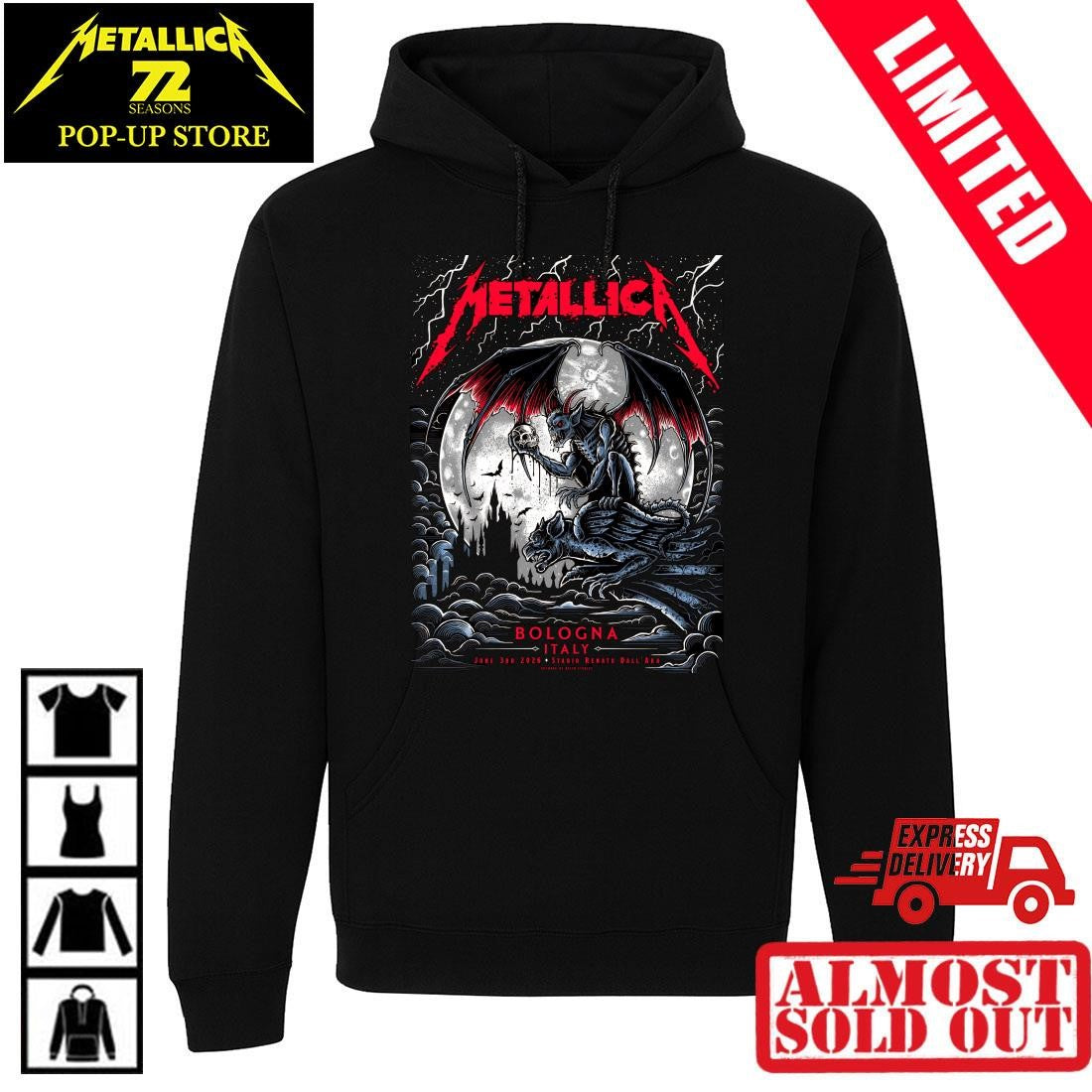 Metallica Bologna 2026 M72 World Tour Concert Tee