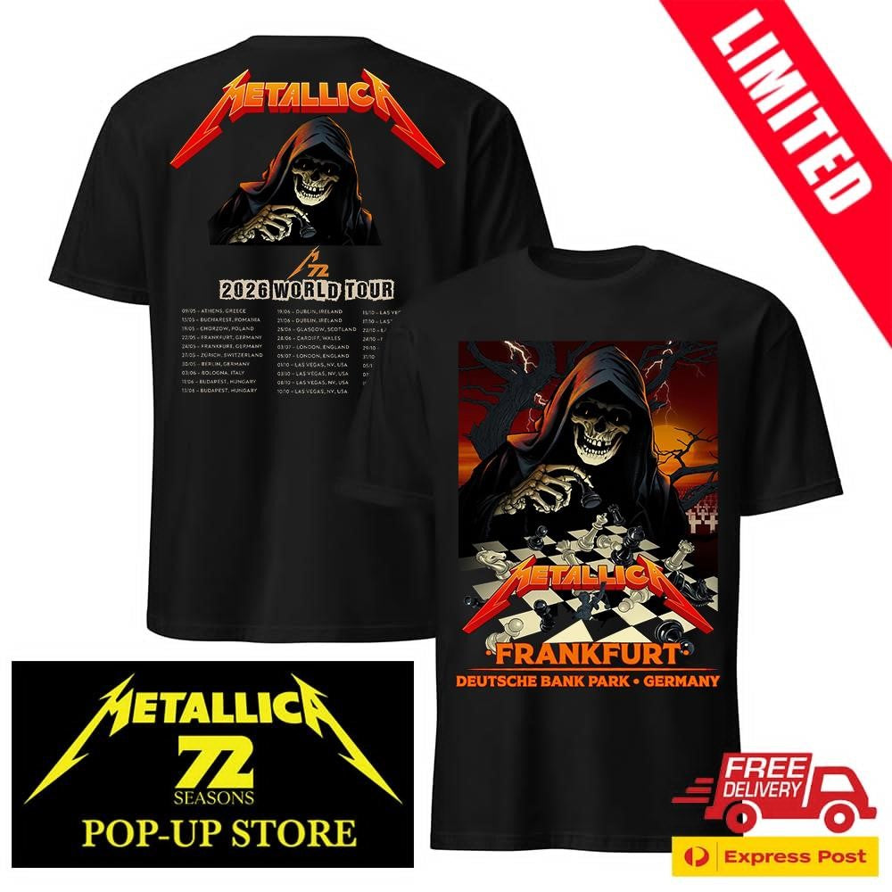 Metallica Deutsche Bank Park 22 24 May 2026 Official Two Sided Tee – Vance Kelly Art