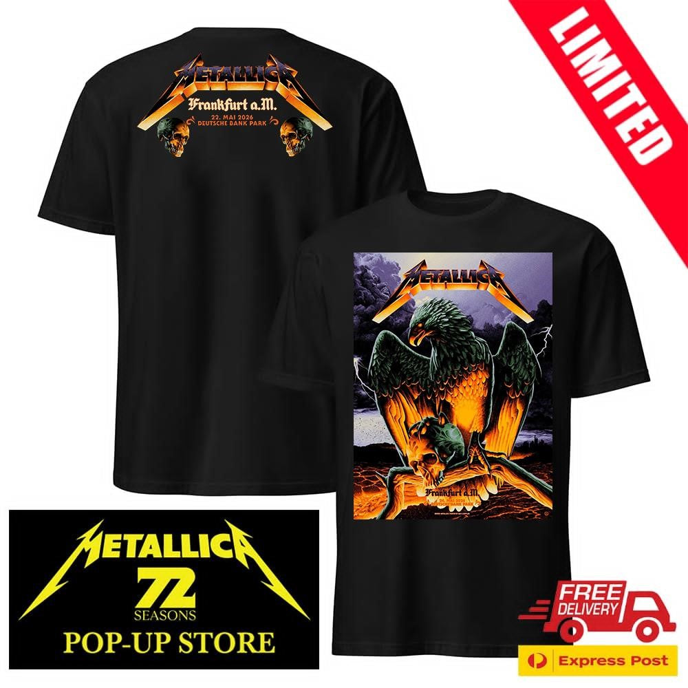 Metallica Frankfurt 2026 Concert Poster Shirt May 24 Deutsche Bank Park By Max Loeffler Two-Sided Merch