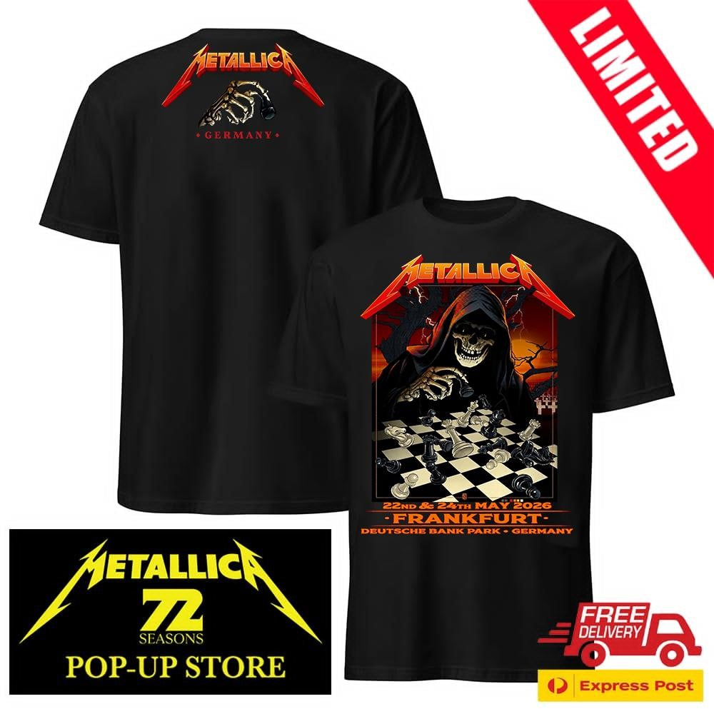 Metallica Frankfurt Germany May 22 24 2026 Official Two-Sided Tee – Venue Poster Pop-Up Shop