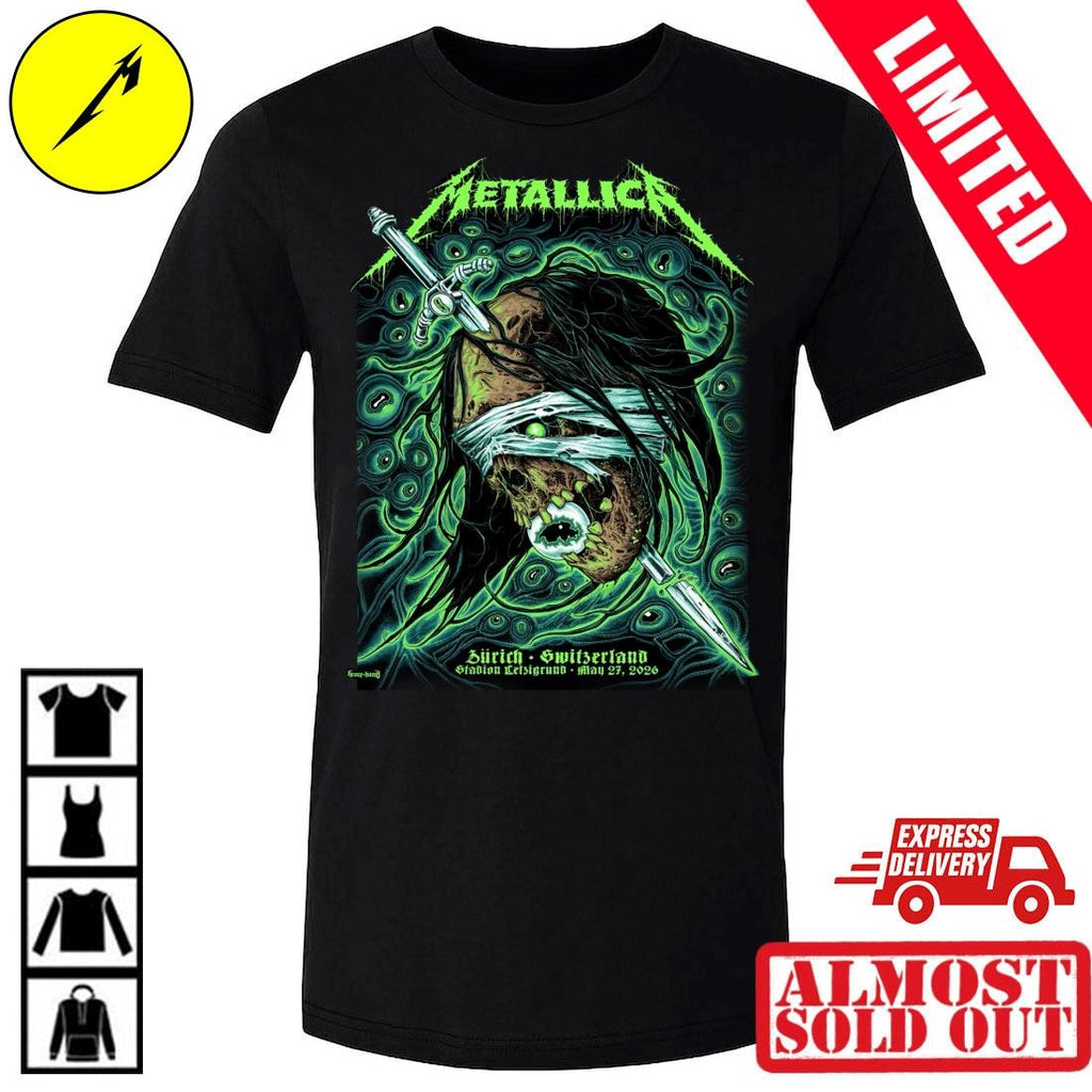 Metallica Green Skull Zurich 2026 Shirt By Mark Richards