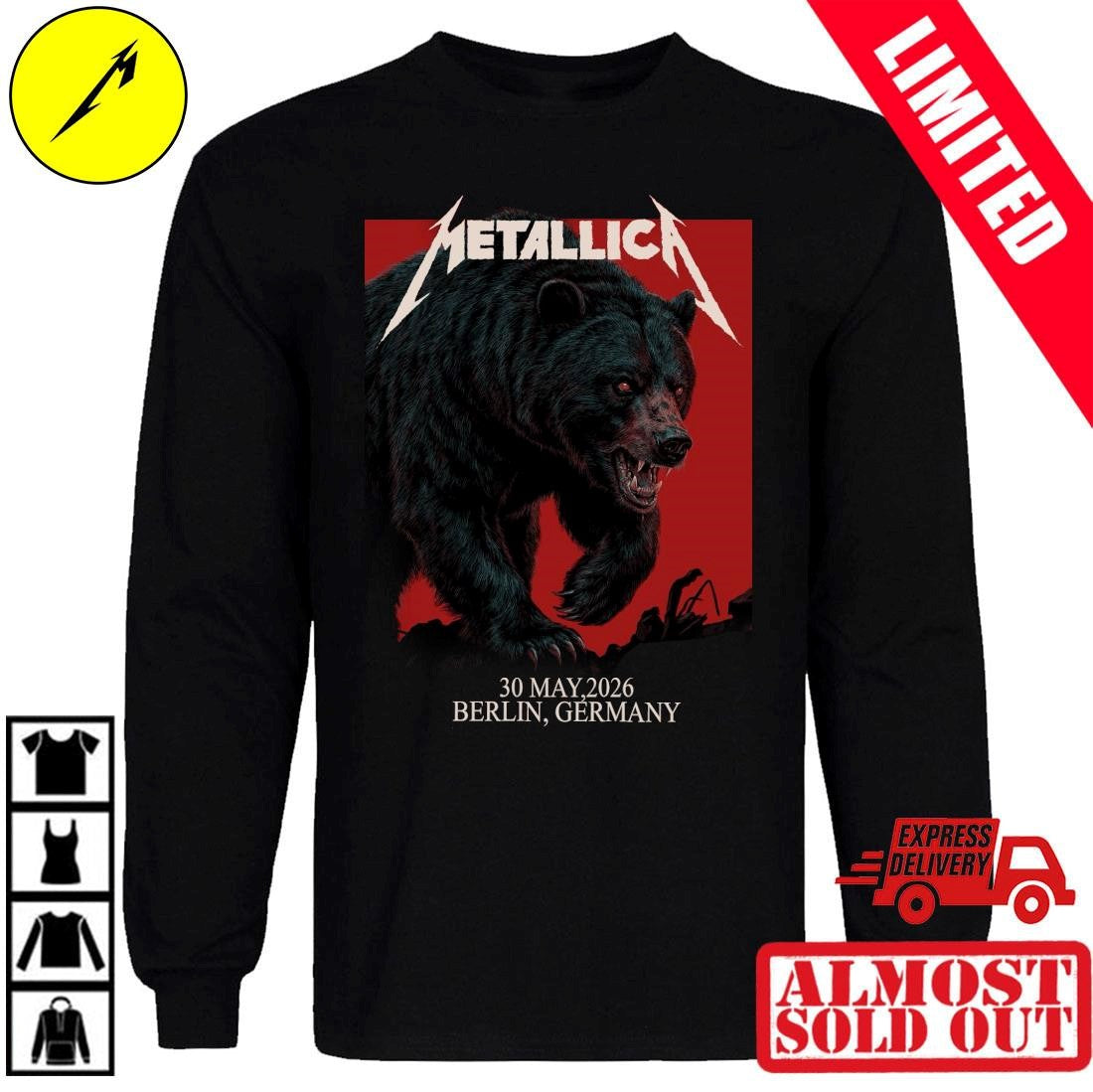 Metallica M72 Berlin Germany 2026 Tour Shirt Janta Island Bear Olympiastadion Official
