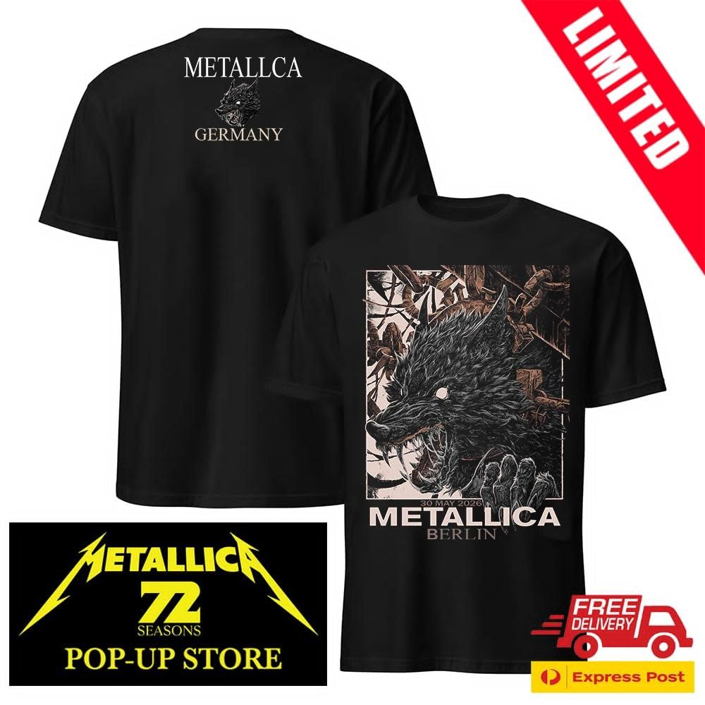 Metallica M72 Berlin Germany 30 May 2026 Official Pop-Up Shop Wolf Two Sides Shirt