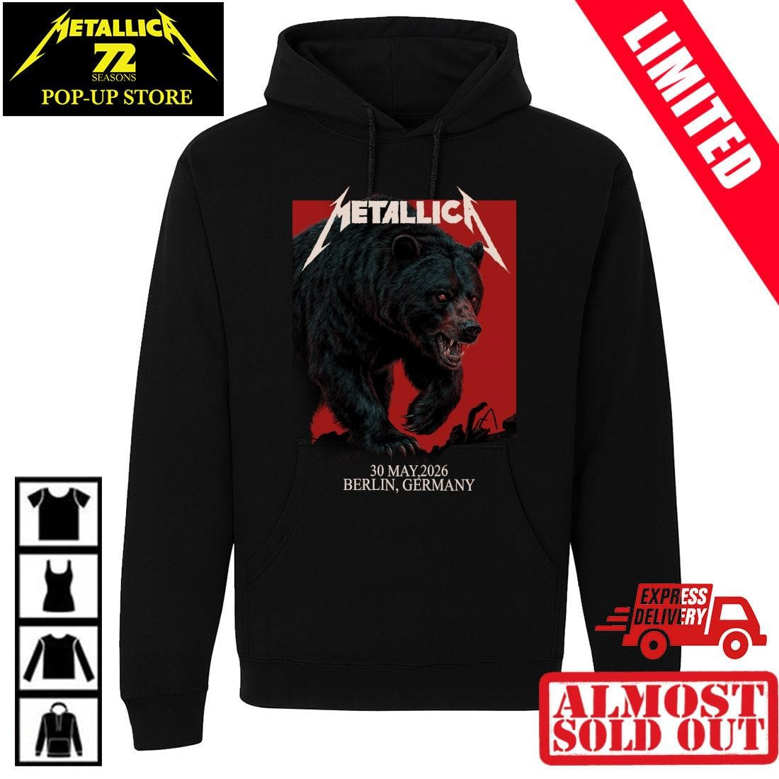 Metallica M72 Berlin Pop-Up Shop Limited Bear Shirt By Janta Island