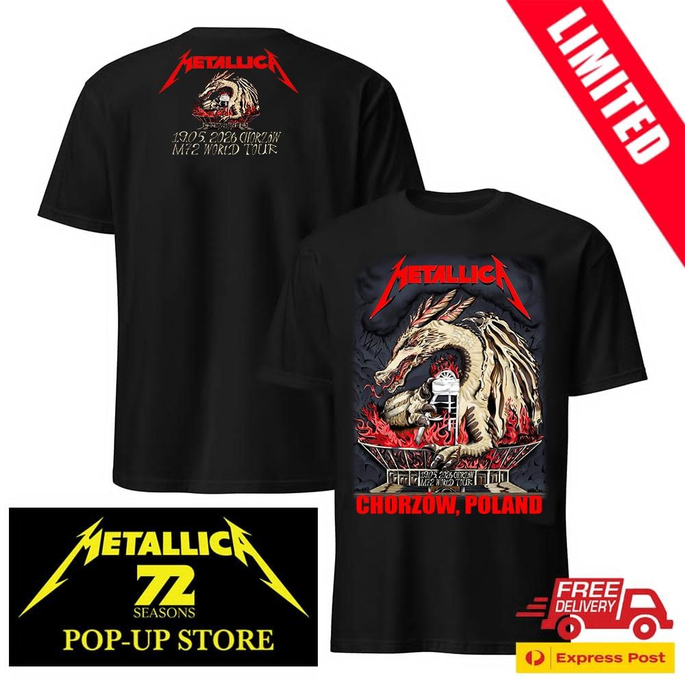Metallica M72 Chorzow 2026 Stadion Slaski Two Sides T-Shirt – Pop-Up Shop Official Wawel Dragon Merch