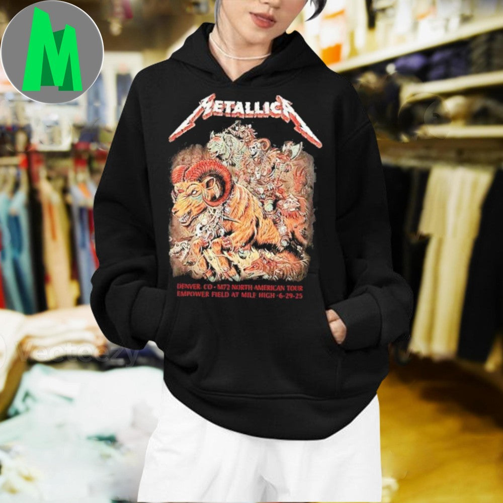 Metallica M72 Denver 2025 Exclusive Hoodie Night 2 In Denver CO On June 29 At Empower Field at Mile High Infernal Ride Merchandise T-Shirt
